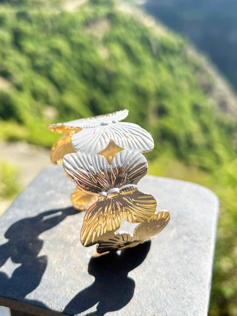 Gold Butterfly Open Cuff Bracelet