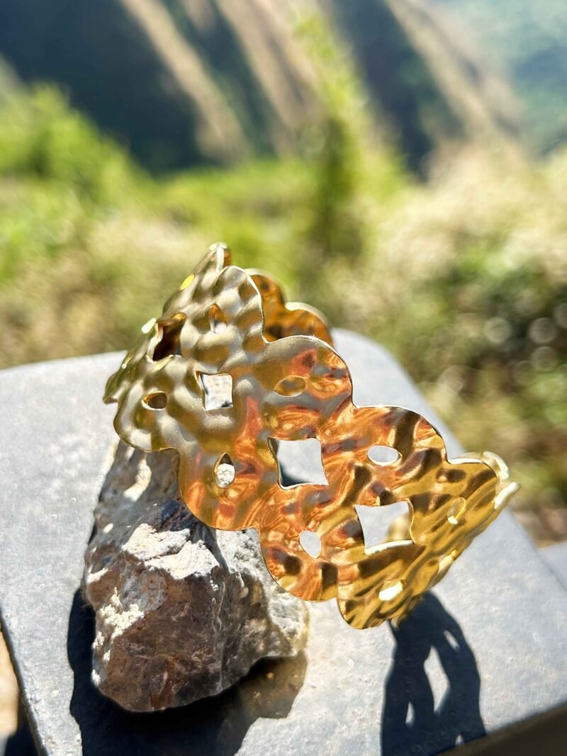 Hammered Gold Openwork Cuff Bracelet