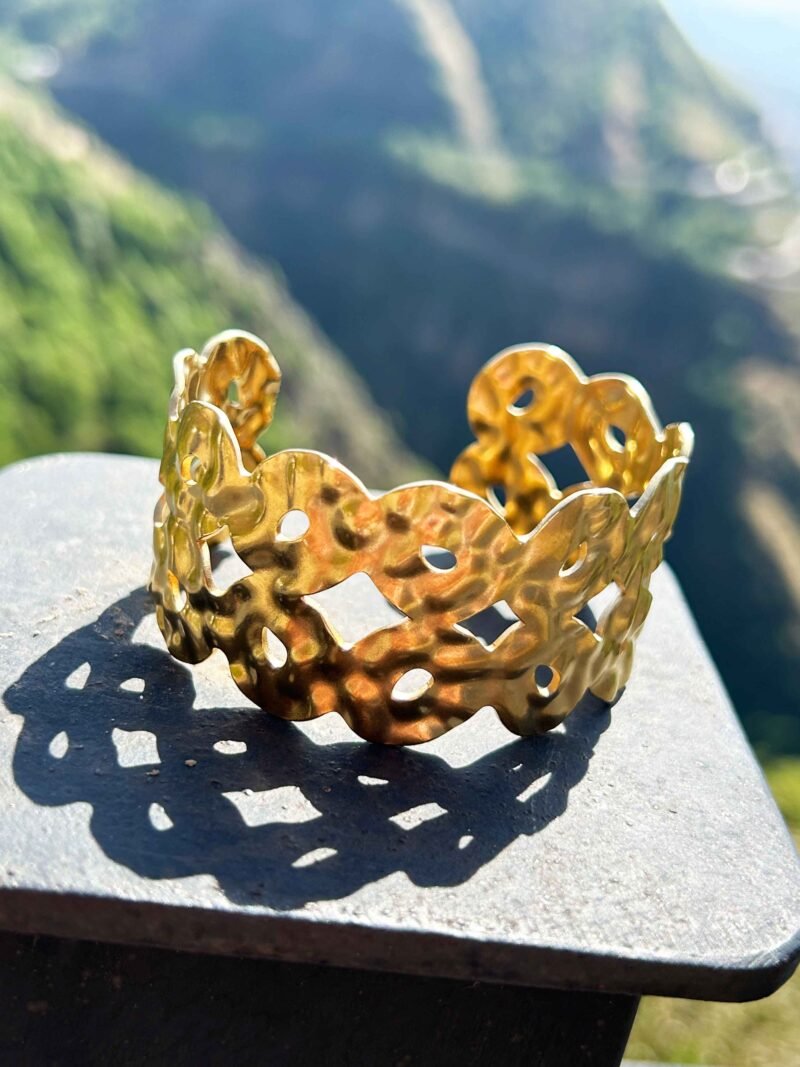 Hammered Gold Openwork Cuff Bracelet