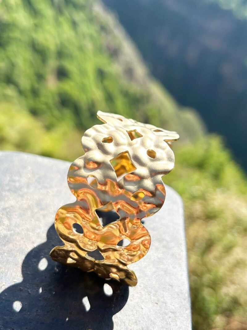 Hammered Gold Openwork Cuff Bracelet2
