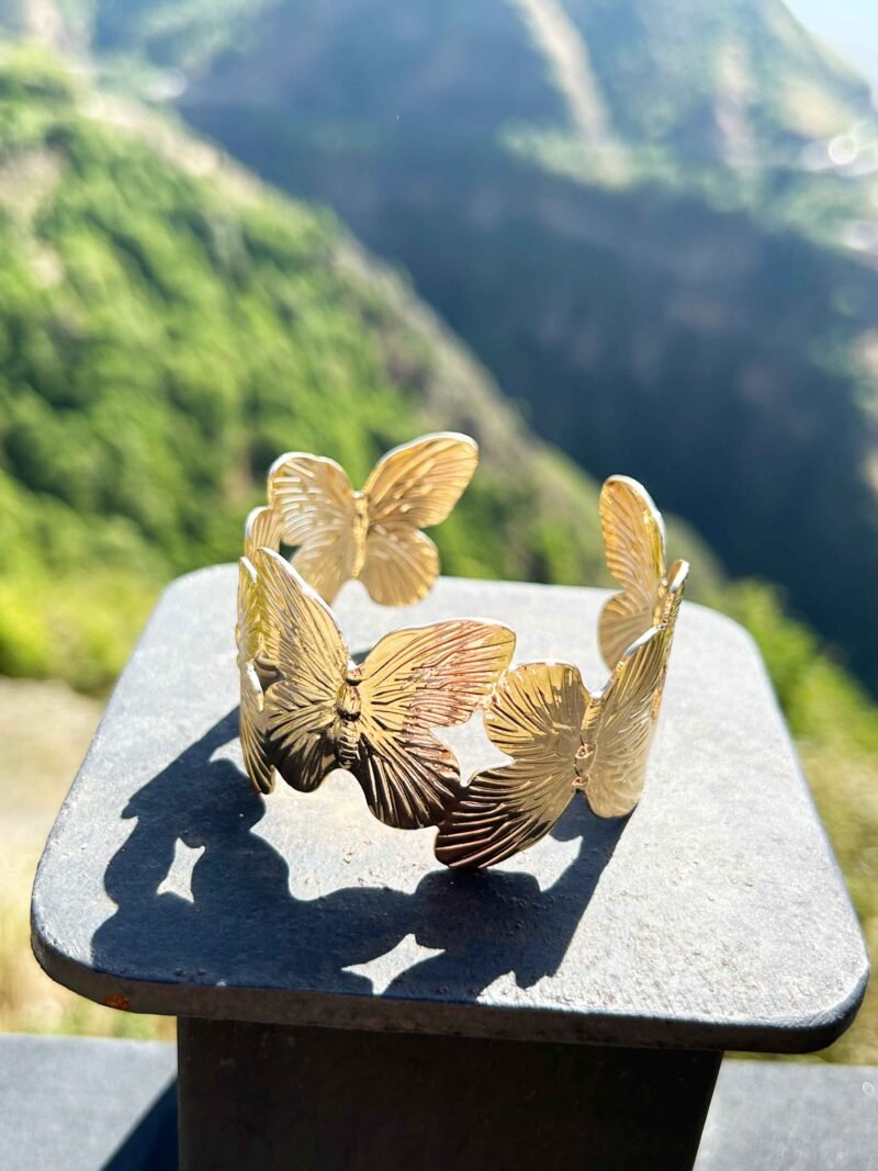 Gold Butterfly Open Cuff Bracelet