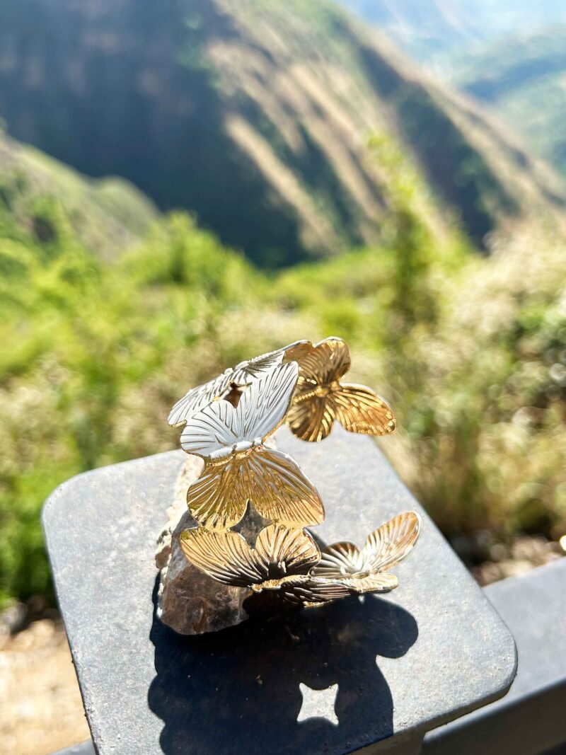 Gold Butterfly Open Cuff Bracelet1