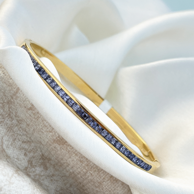 Sleek Gold Bangle with Lavender