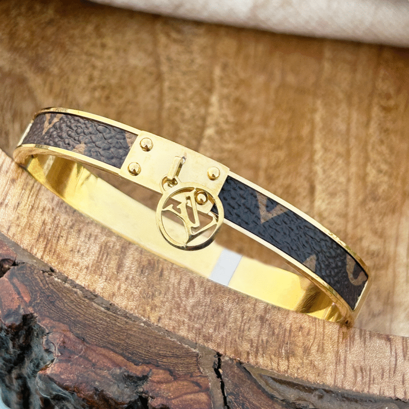 Designer Lock Charm Gold Bracelet