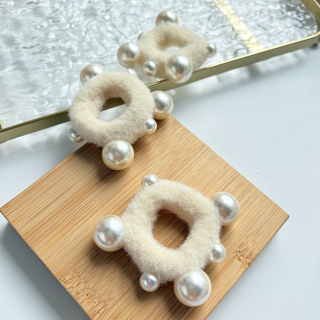 Pearl Puff Plush Hair Ties
