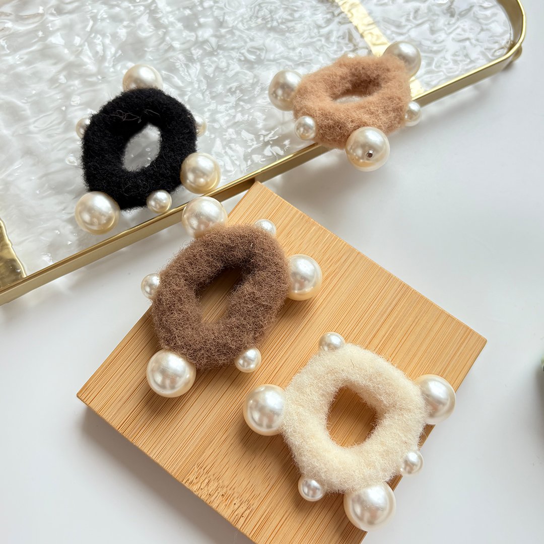 Pearl Puff Plush Hair Ties