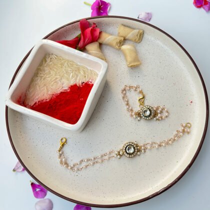 Classic Pearl Chain Kundan Rakhi