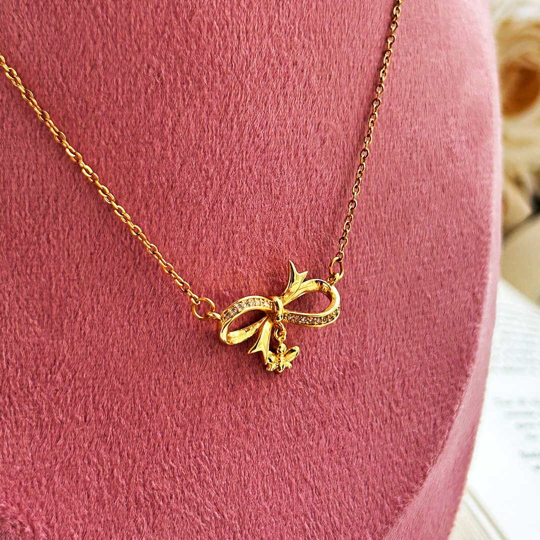 Belle Bow Charm Necklace