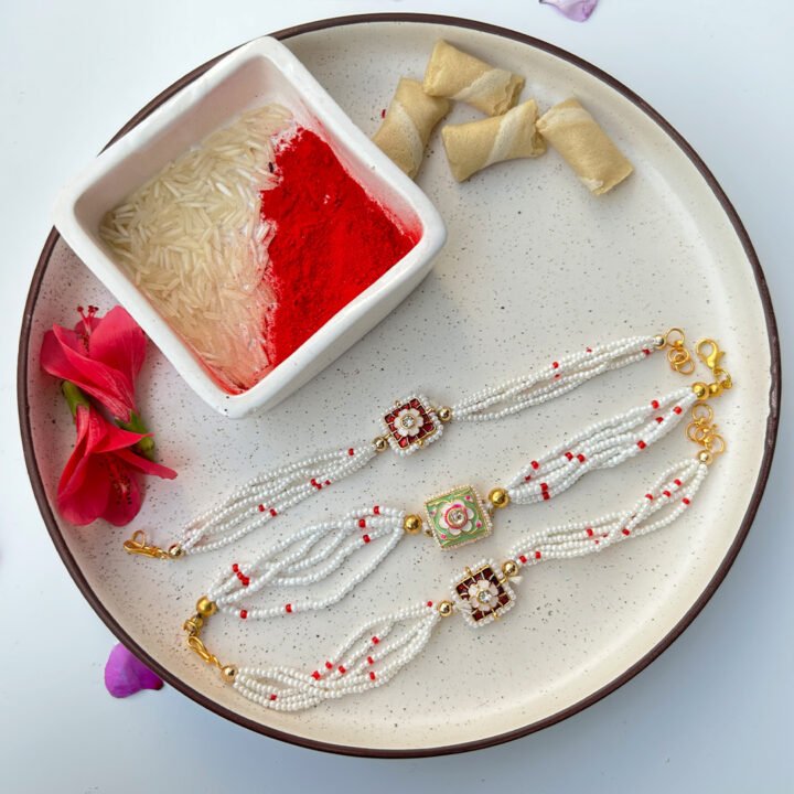 Pearl Meenakari Bracelet Rakhi