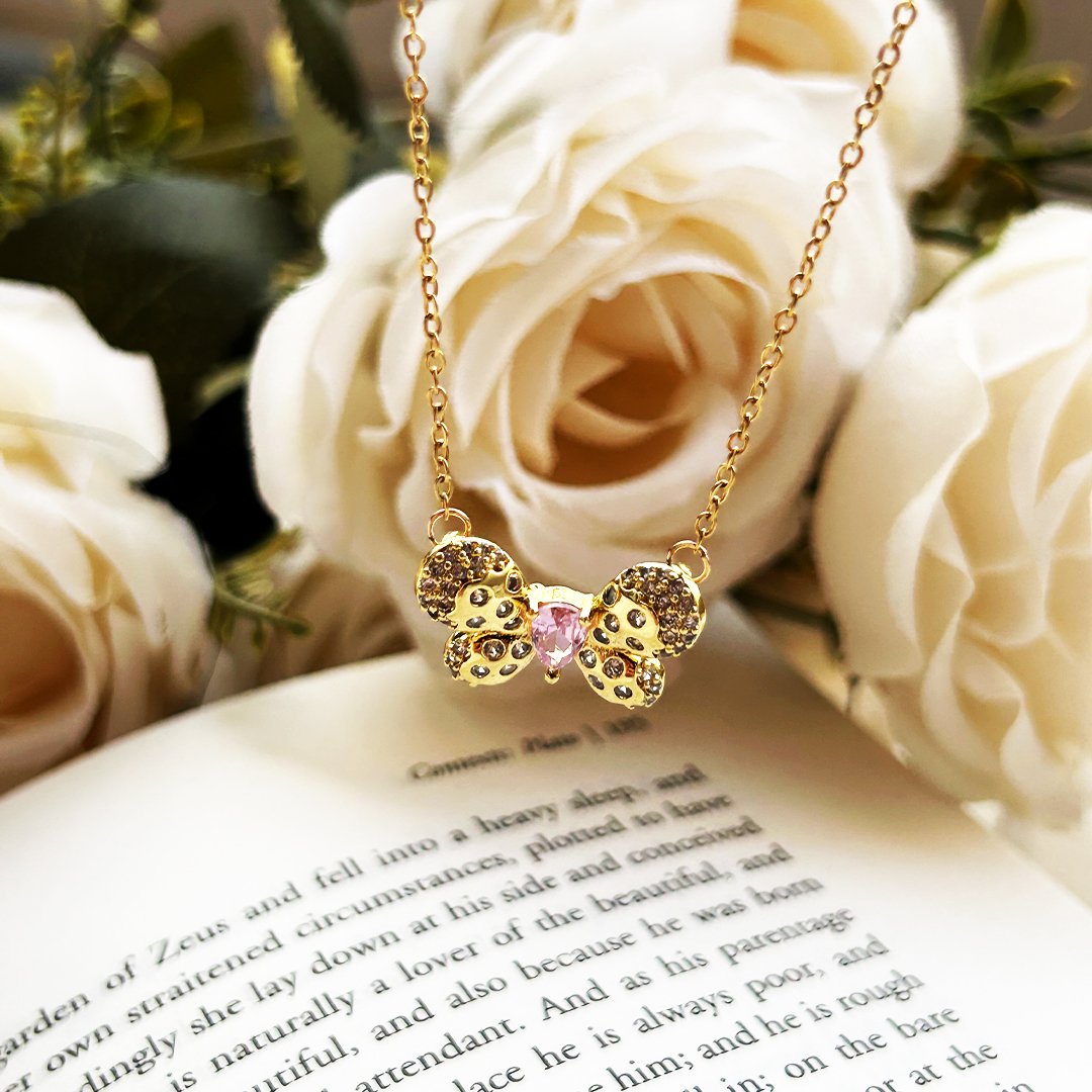 Blush Bloom Butterfly Necklace