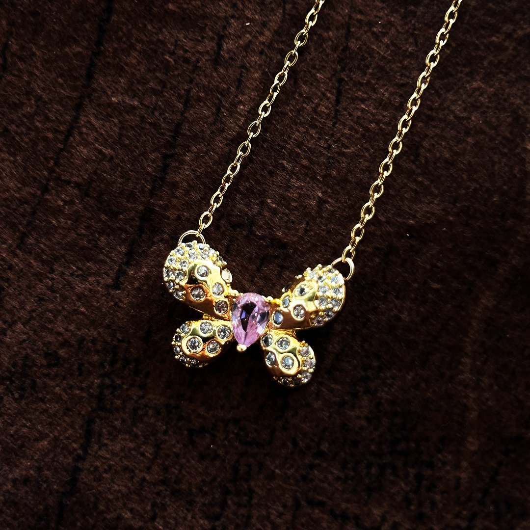 Blush Bloom Butterfly Necklace