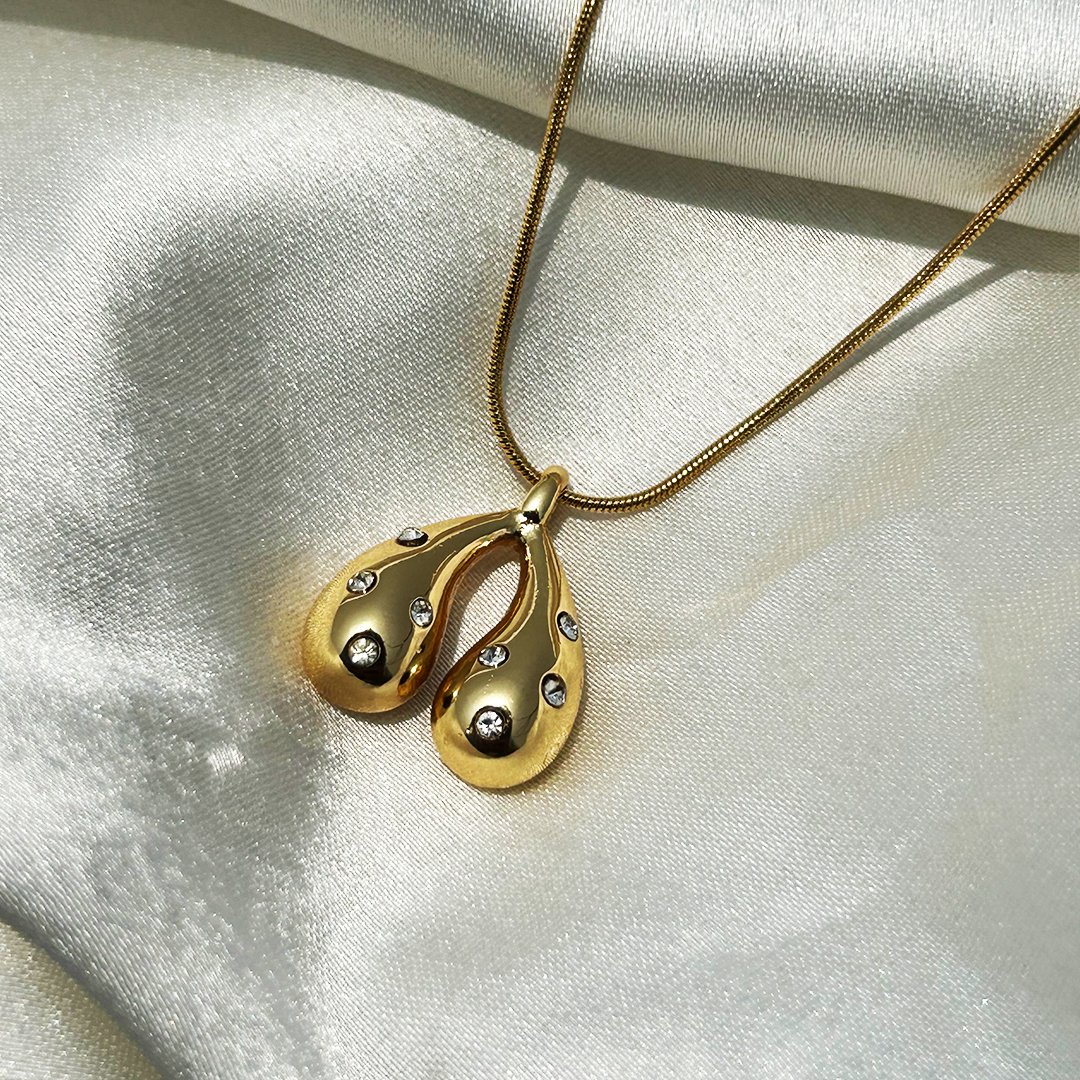 Golden Raindrop Charm Necklace