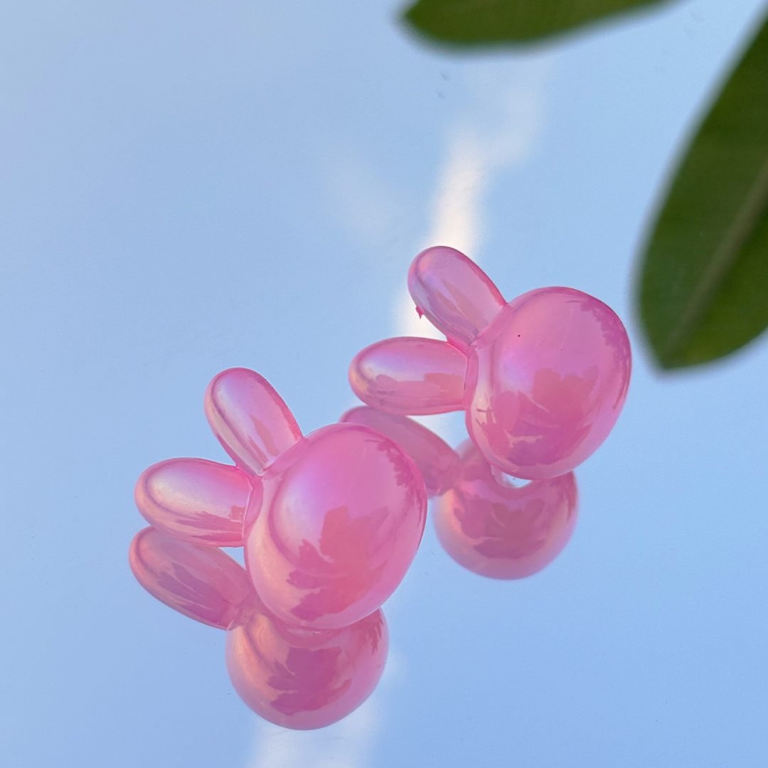 Iridescent Bunny Glass Figurines