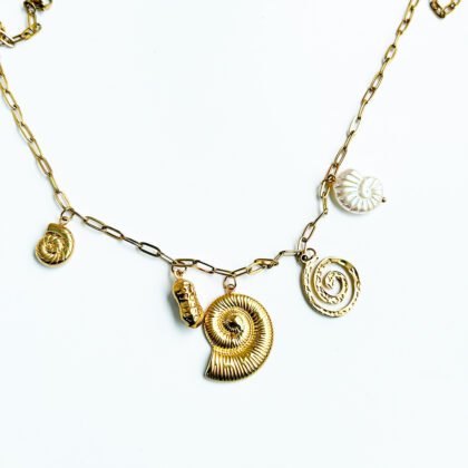 Golden Fossil Charm Necklace