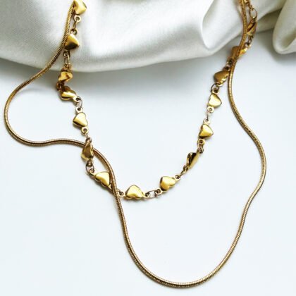 Golden Heart Charm Layered Necklace