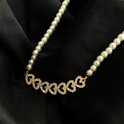 Pearl & Diamond Heart Chain Necklace