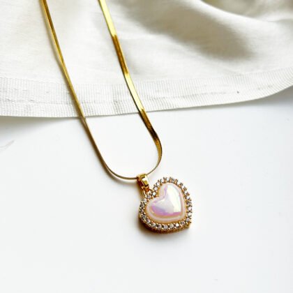Iridescent Heart Halo Pendant Necklace