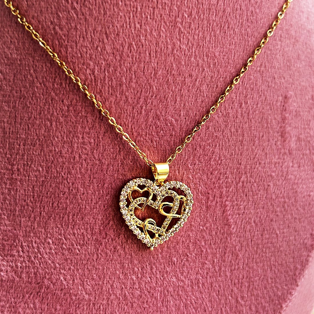 Golden Heart Harmony Pendant Necklace