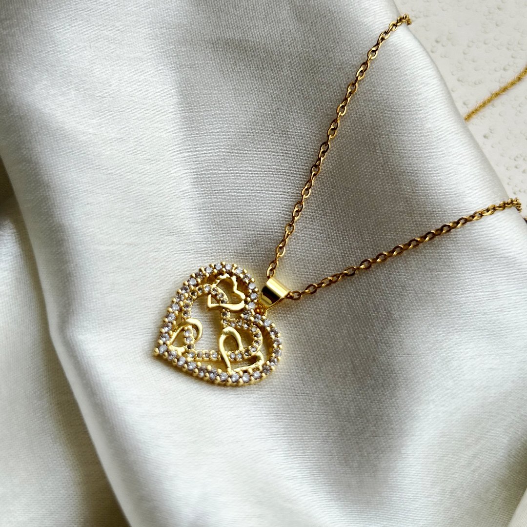 Golden Heart Harmony Pendant Necklace