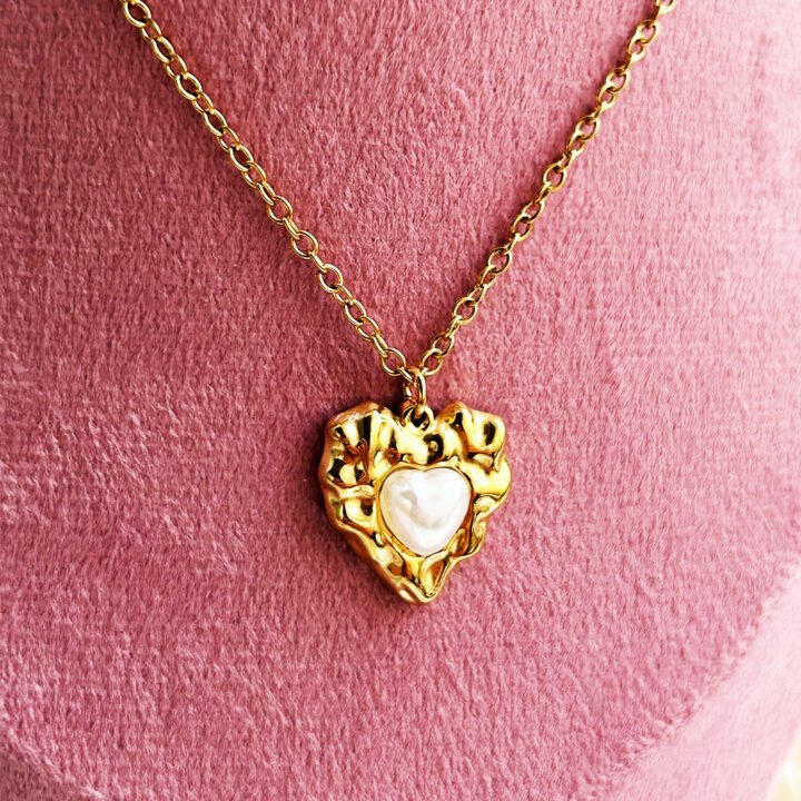 Golden Lava Heart Pearl Pendant
