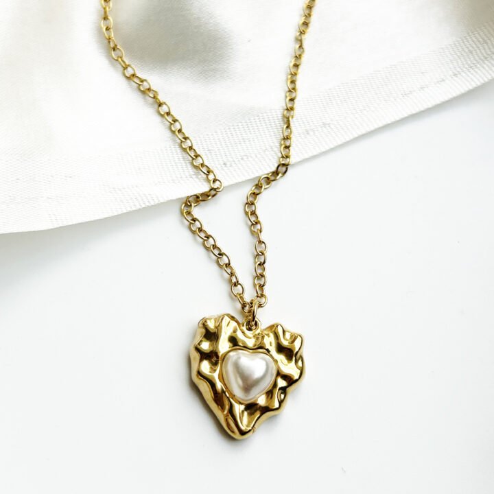 Golden Lava Heart Pearl Pendant