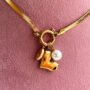 Golden Geo Heart & Pearl Charm