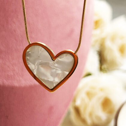 Golden Mother of Pearl Heart