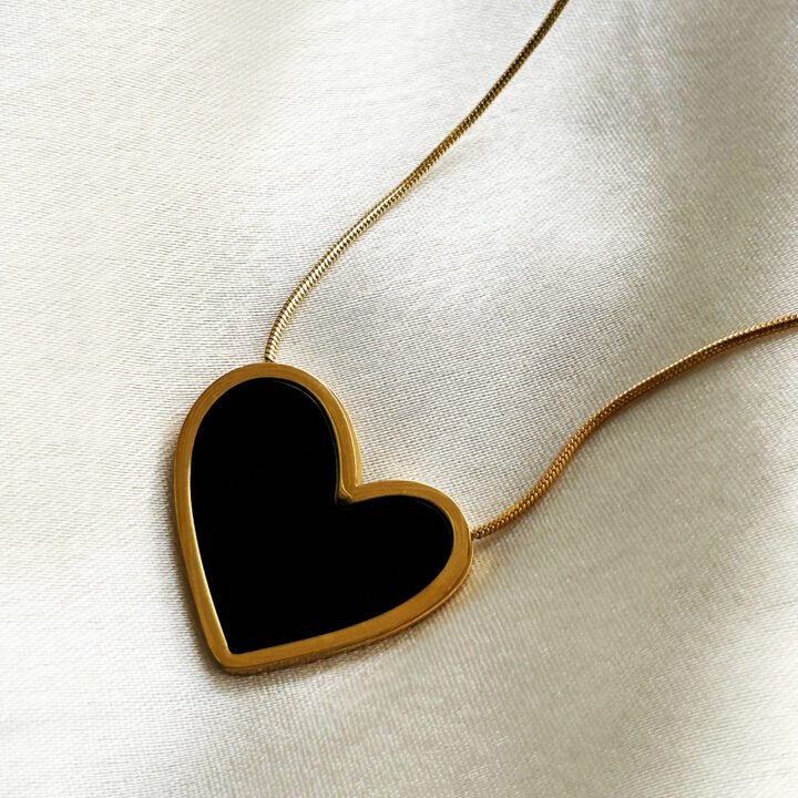 Golden Black Enamel Heart