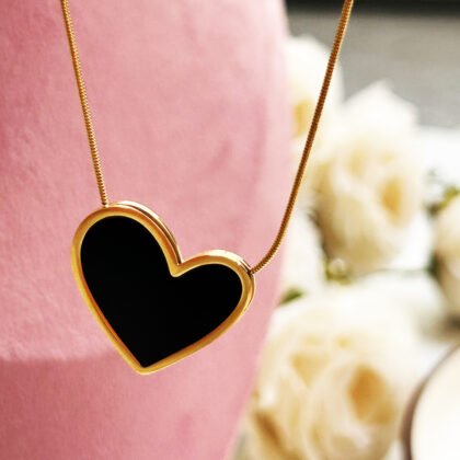 Golden Black Enamel Heart