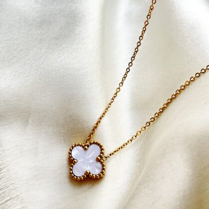 Golden Clover Mother of Pearl Necklace