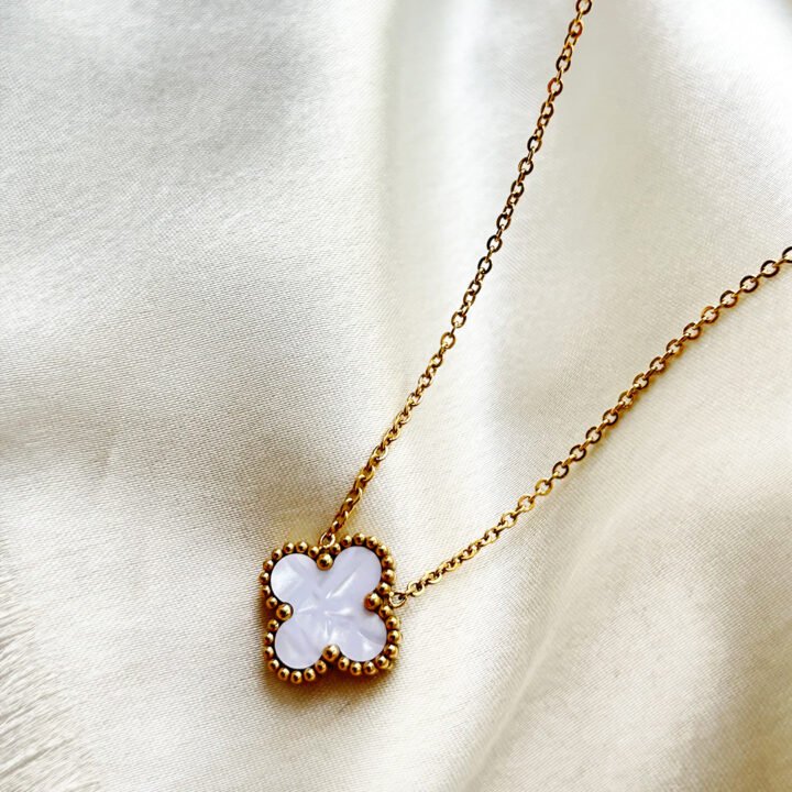 Golden Clover Mother of Pearl Necklace