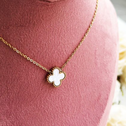Golden Clover Mother of Pearl Necklace