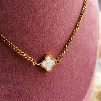 Golden Clover Charm Chain Bracelet