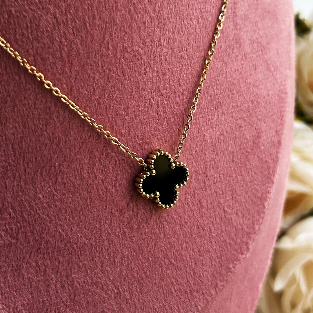 Golden Midnight Clover Pendant