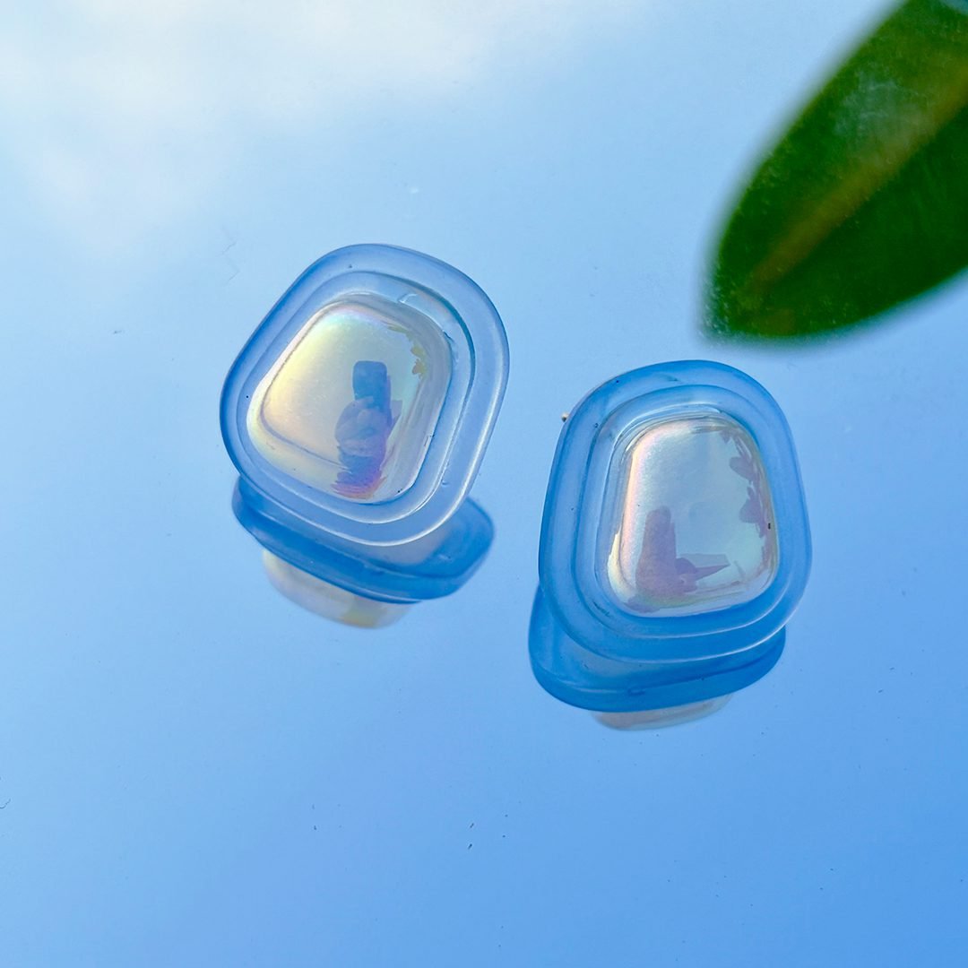 Iridescent Blue Shell Stud