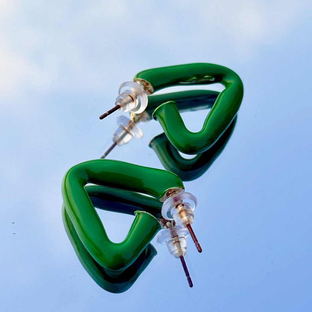 Glossy Geometric Stud Earrings