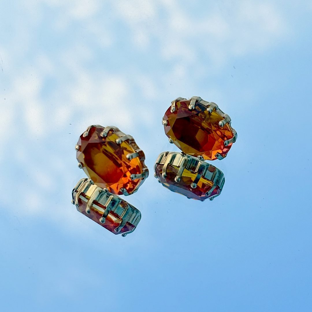 Sunset Spark Oval Stud Earrings