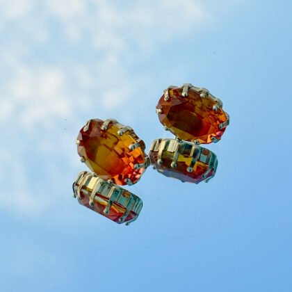 Sunset Spark Oval Stud Earrings