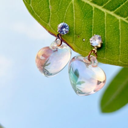 Iridescent Heart Drop Earrings