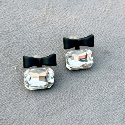 Crystal Bow Charm Studs