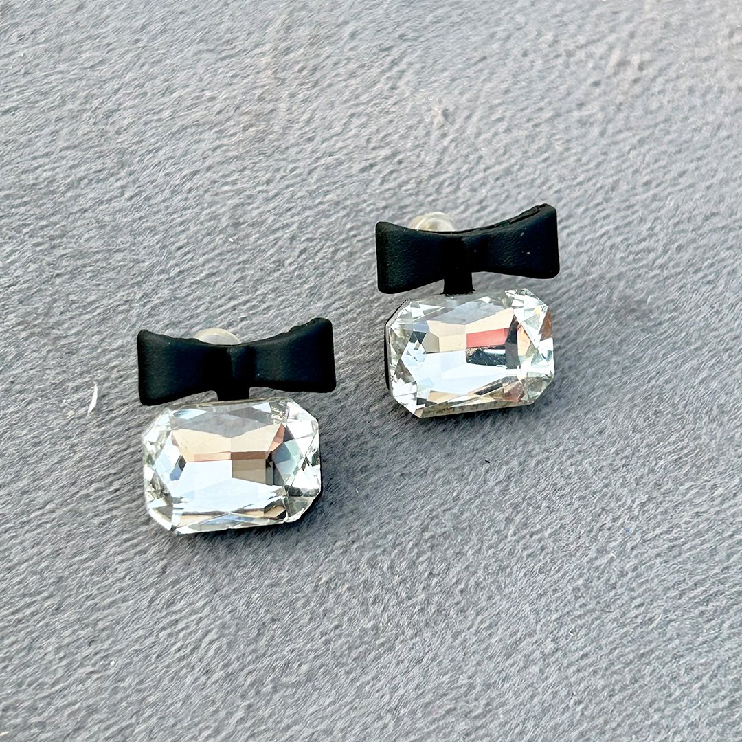 Crystal Bow Charm Studs Crystal Bow Charm Studs
