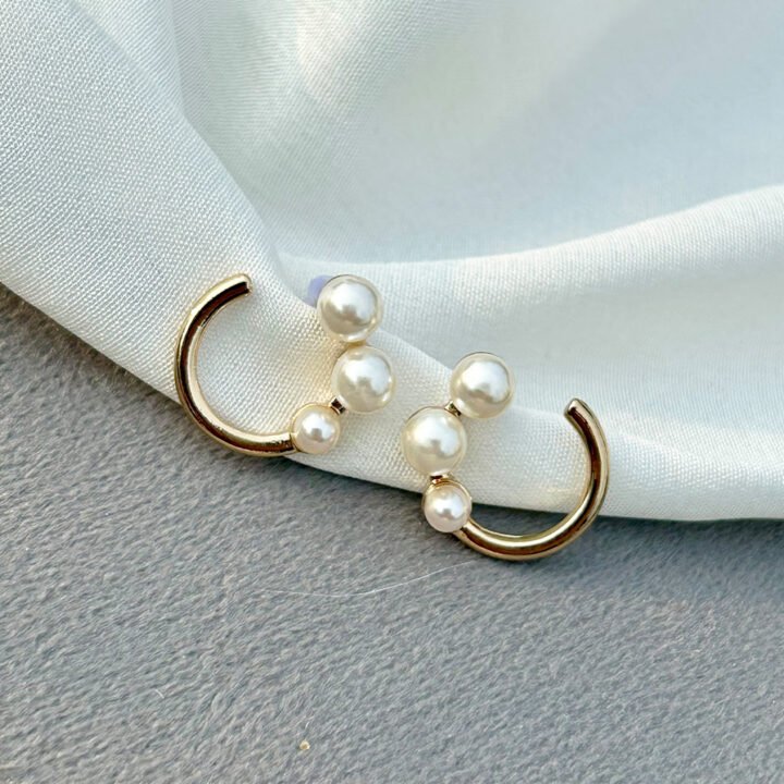 Pearl Twist Half-Hoop Earrings