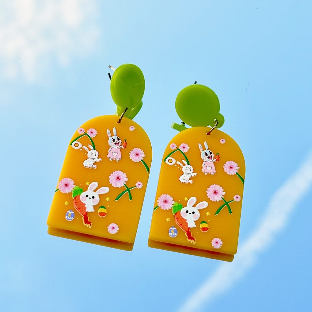 Spring Bunny Garden Earrings