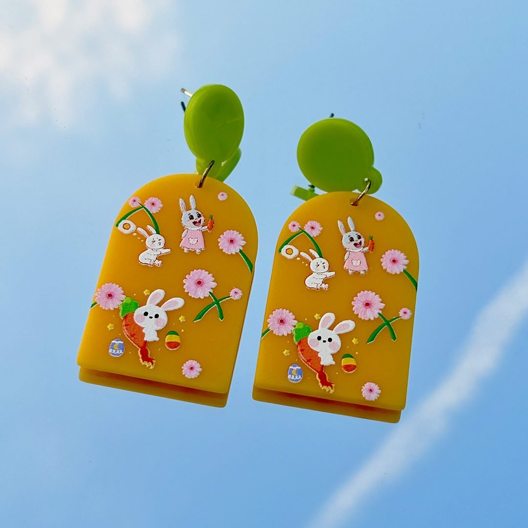 Spring Bunny Garden Earrings