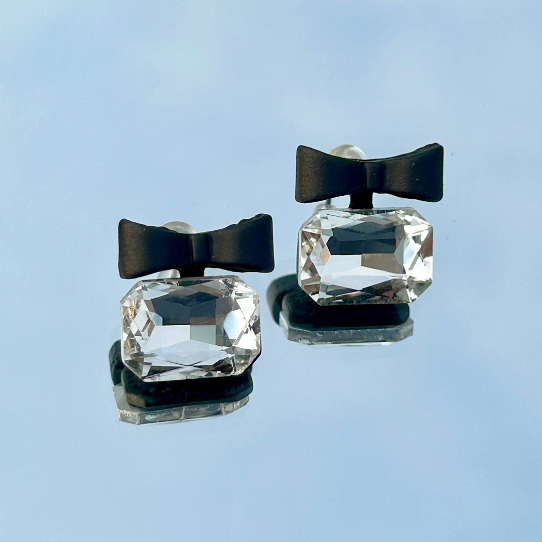 Crystal Bow Charm Studs