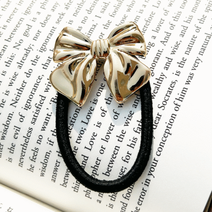 Golden Bow Charm Hair Tie