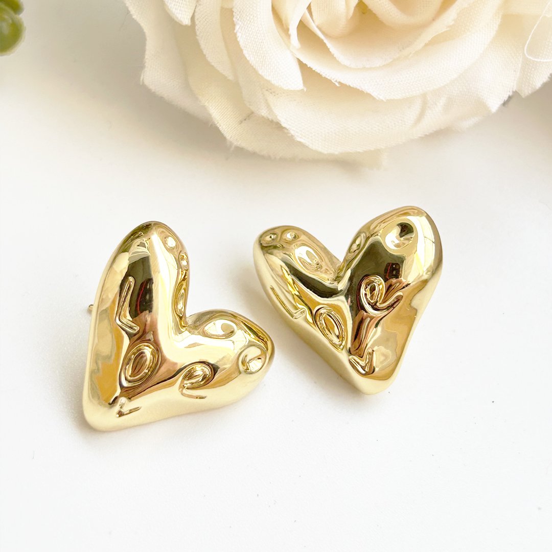 Gold Heart Studs