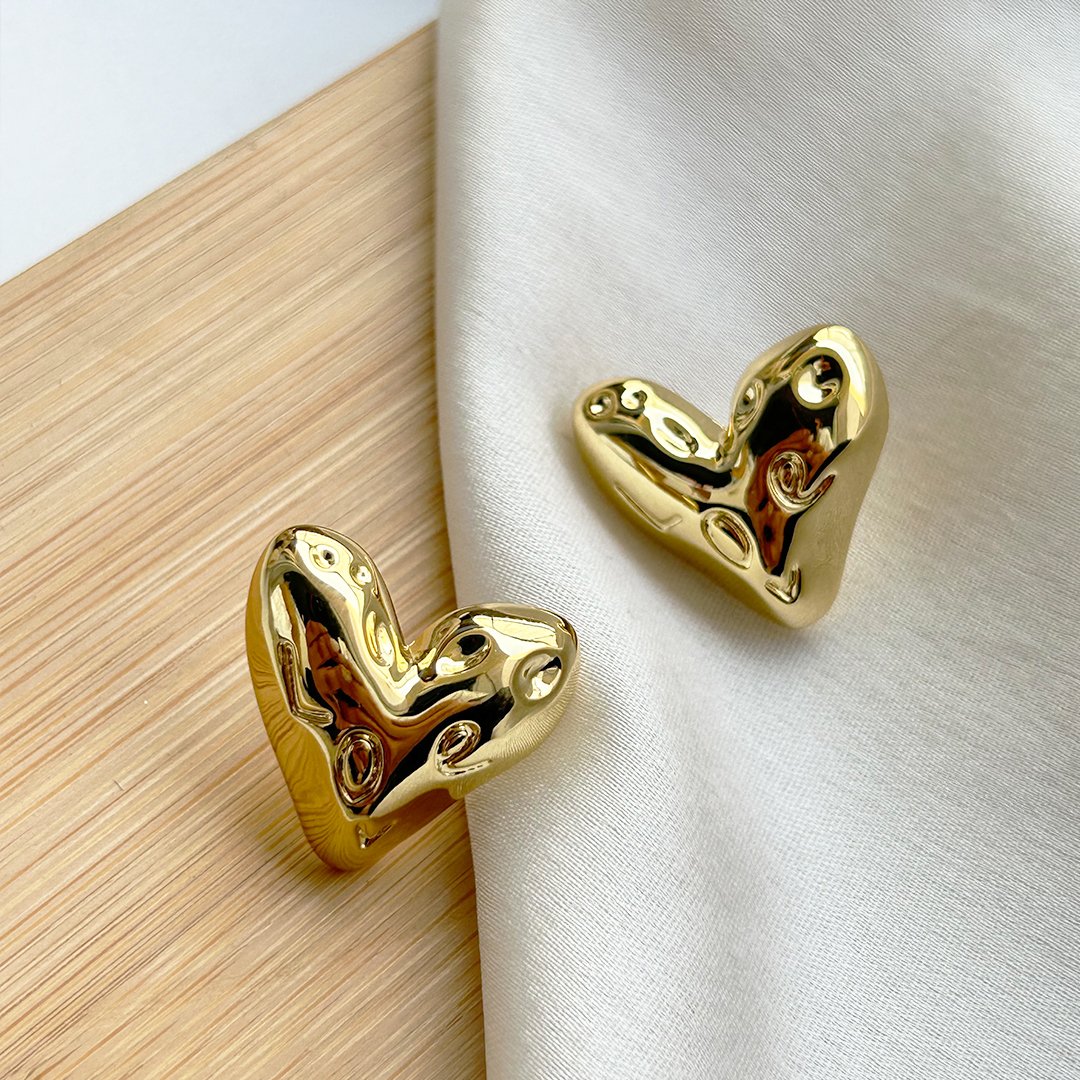 Gold Heart Studs