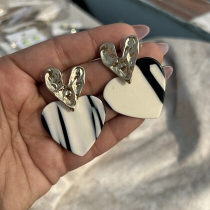Duo Heart Marble Earrings