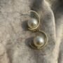 Golden Pearl Hoop Hug Earrings
